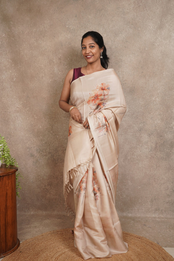 Aurora - Cream (Premium Synthetic) Saree