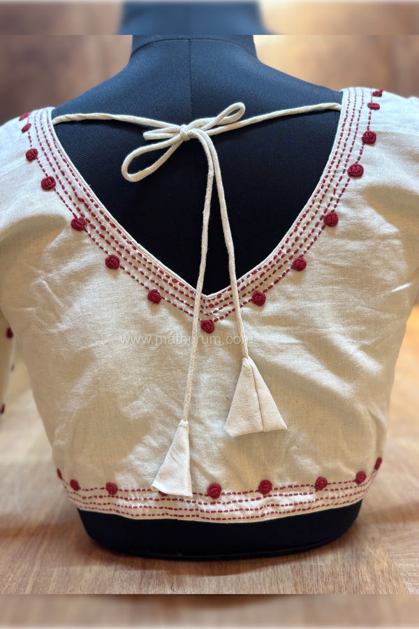 Roja - Off-White Embroidery Blouse