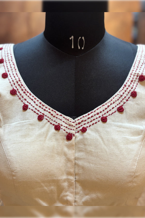 Roja - Off-White Embroidery Blouse