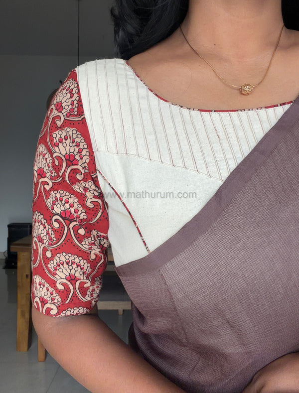 Poppy- Maroon/Off White Blouse