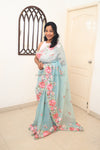 Carol- Ice Blue Embroidery Saree
