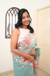 Carol- Ice Blue Embroidery Saree