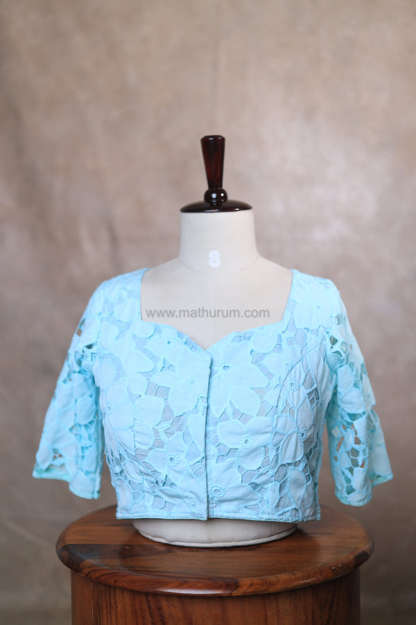 Rosette- Ice Blue Blouse (Elbow Sleeve)