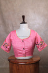 Orchids- Pink Embroidery Blouse (Elbow Sleeve)