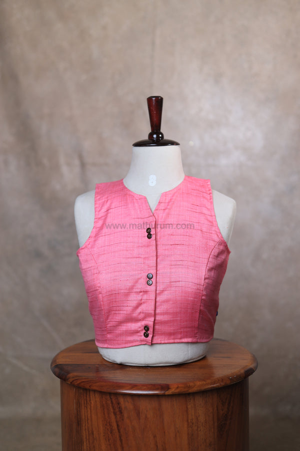 Orchids- Pink Embroidery Blouse (Sleeveless)