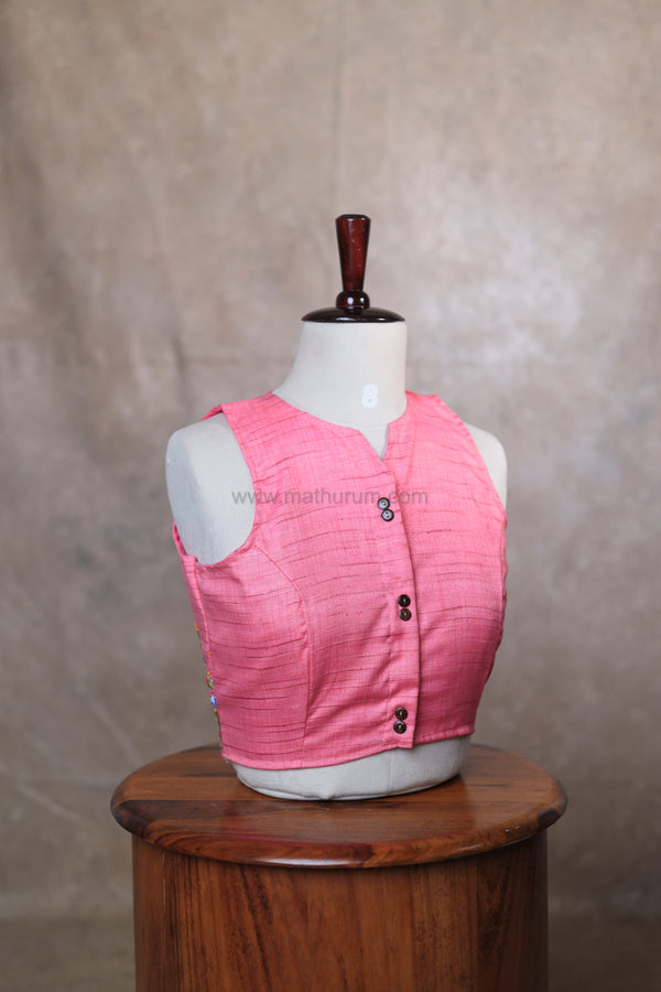 Orchids- Pink Embroidery Blouse (Sleeveless)