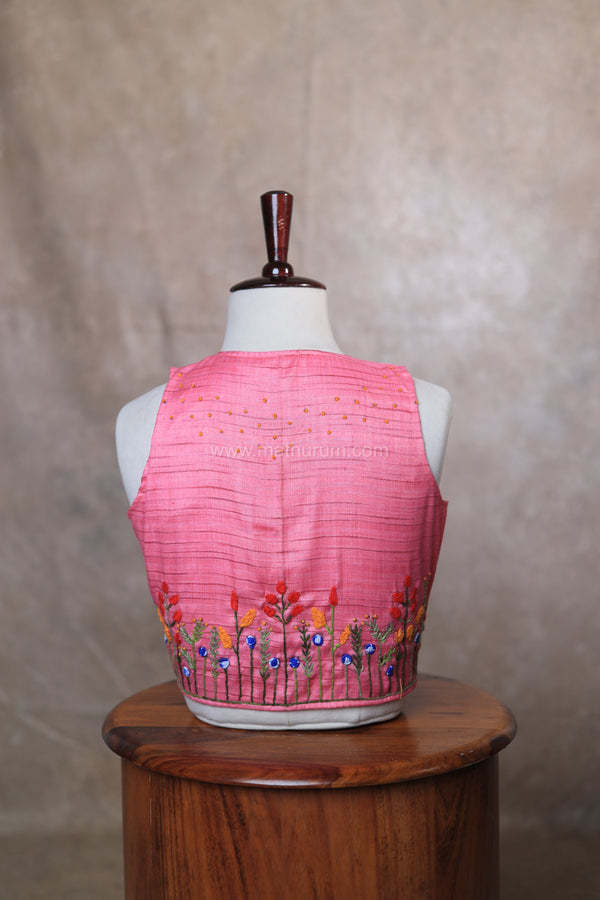 Orchids- Pink Embroidery Blouse (Sleeveless)