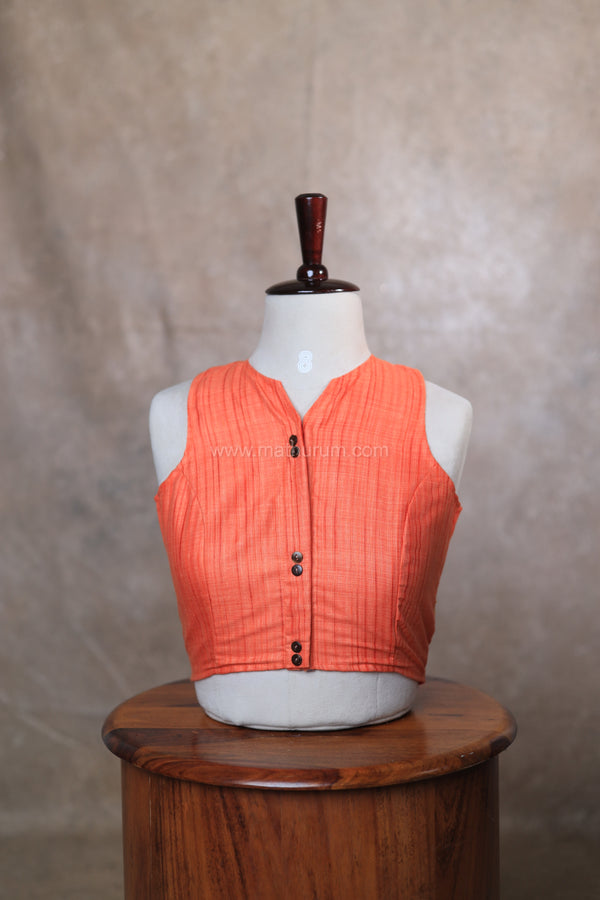 Orchids- Orange Embroidery Blouse (Sleeveless)