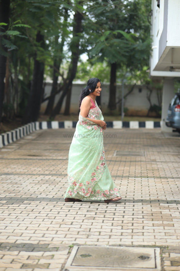 Pearl-Pastel GreenEmbroidery Saree