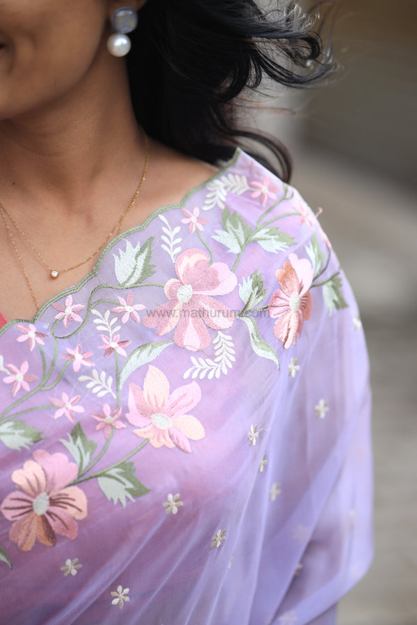 Pearl- Lilac Embroidery Saree