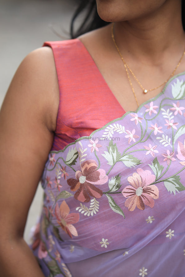 Pearl- Lilac Embroidery Saree