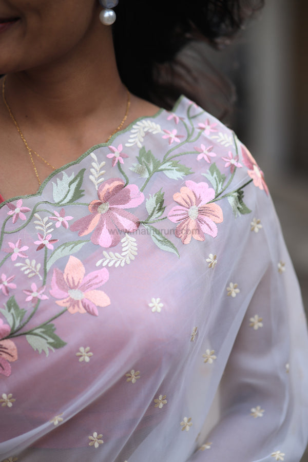 Pearl- Off White Embroidery Saree