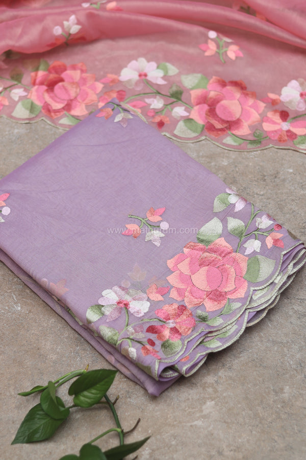 Carol- Lilac Embroidery Saree