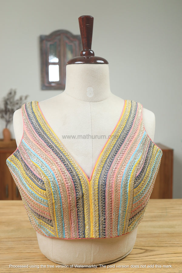 Lacy- Multi coloured Blouse (Sleeveless)