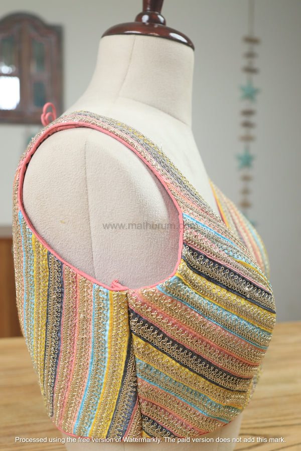 Lacy- Multi coloured Blouse (Sleeveless)