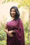 Nira Jute Silk Plain Sarees - Wine