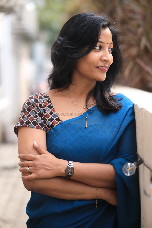 Nira Jute Silk Plain Sarees - Blue