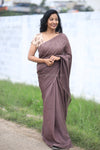 Nira Jute Silk Plain Sarees - Brown