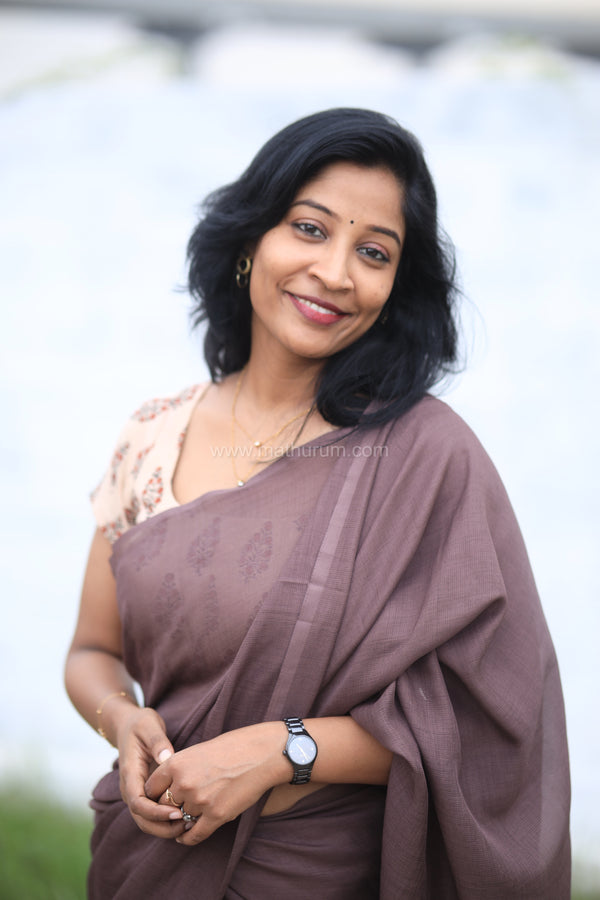 Nira Jute Silk Plain Sarees - Brown