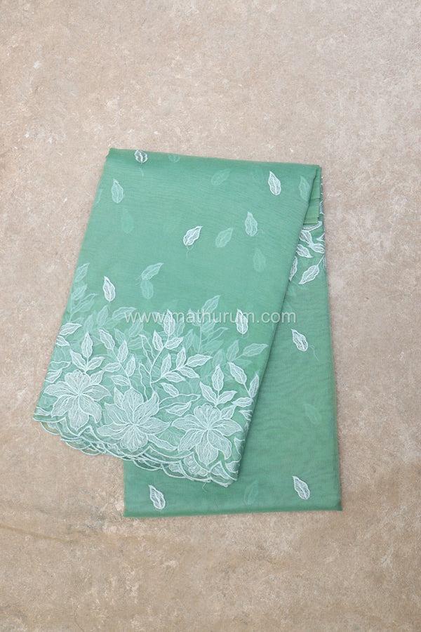 Hazel- Pastel Green Embroidery Saree