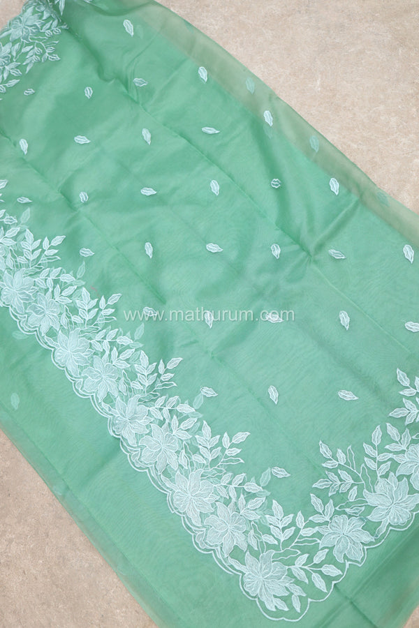 Hazel- Pastel Green Embroidery Saree