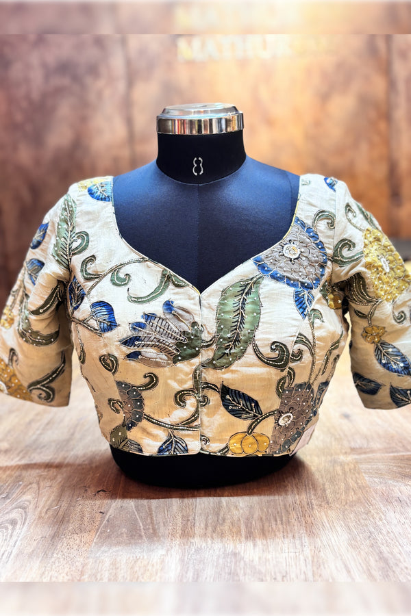 RAAS- Beige Penkalamkari Zardosi Blouse