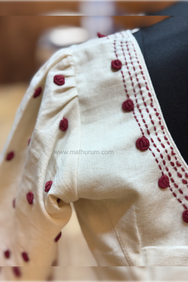 Roja - Off-White Embroidery Blouse