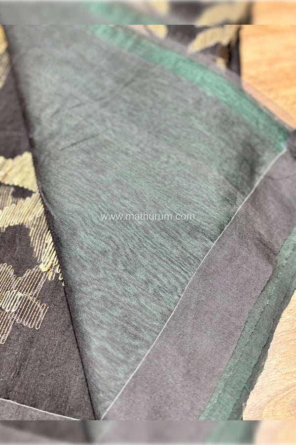 Maaya- Jute Cotton Green/Black Saree