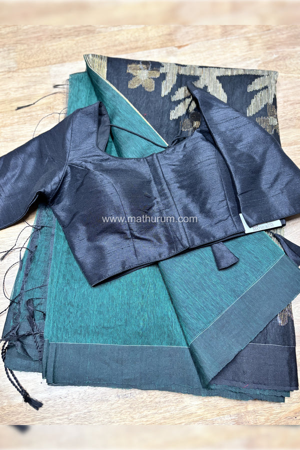 Maaya- Jute Cotton Green/Black Saree