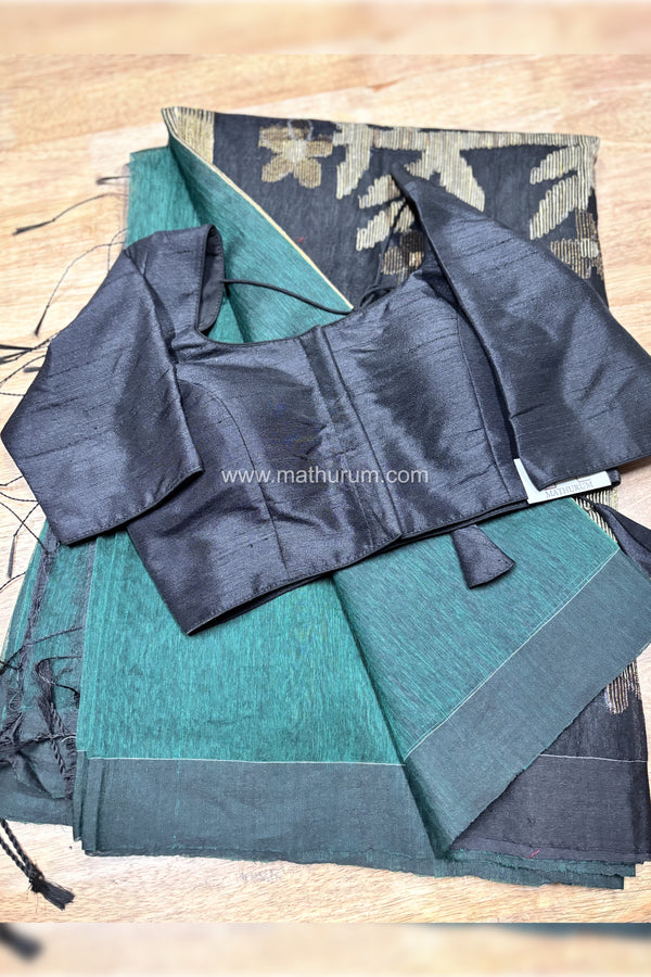 Maaya- Jute Cotton Green/Black Saree