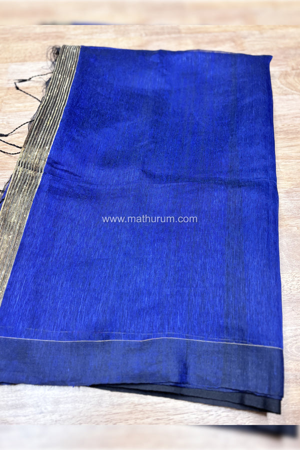 Maaya- Jute Cotton Blue/Black Saree