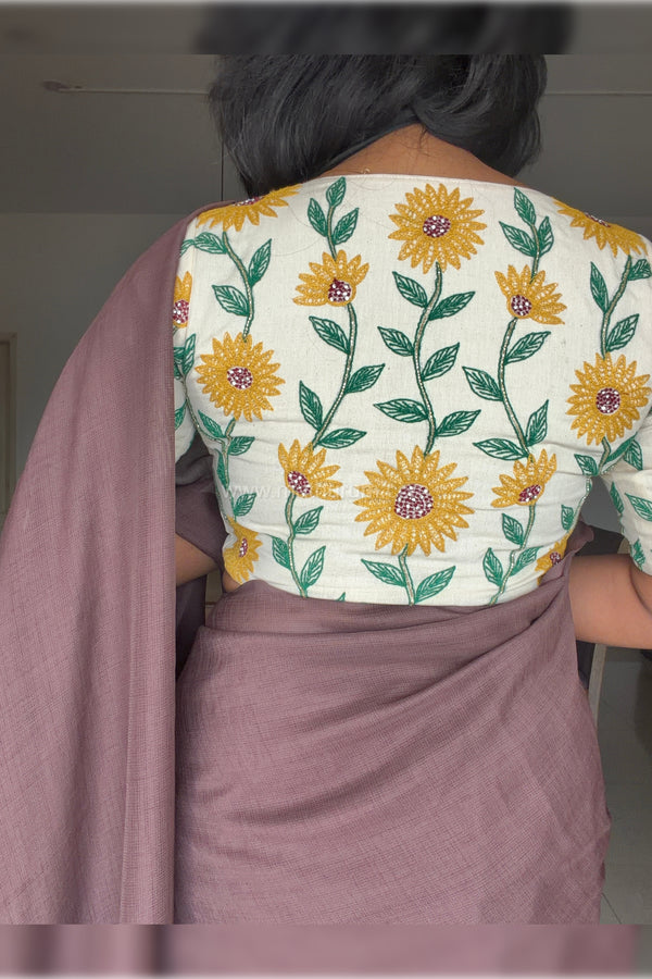 Golden Blooms- Off-White Blouse