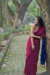 Kaarigai- Modal Cotton Maroon/Blue Saree